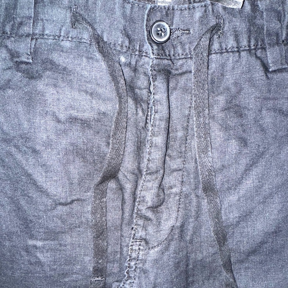 H&M Black 100% Linen Straight Leg Drawstring Pants 33R Womens Mens Casual - Picture 9 of 13